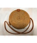 Rotan damestas bruin (hout) , 18 cm rond, met schouderband
